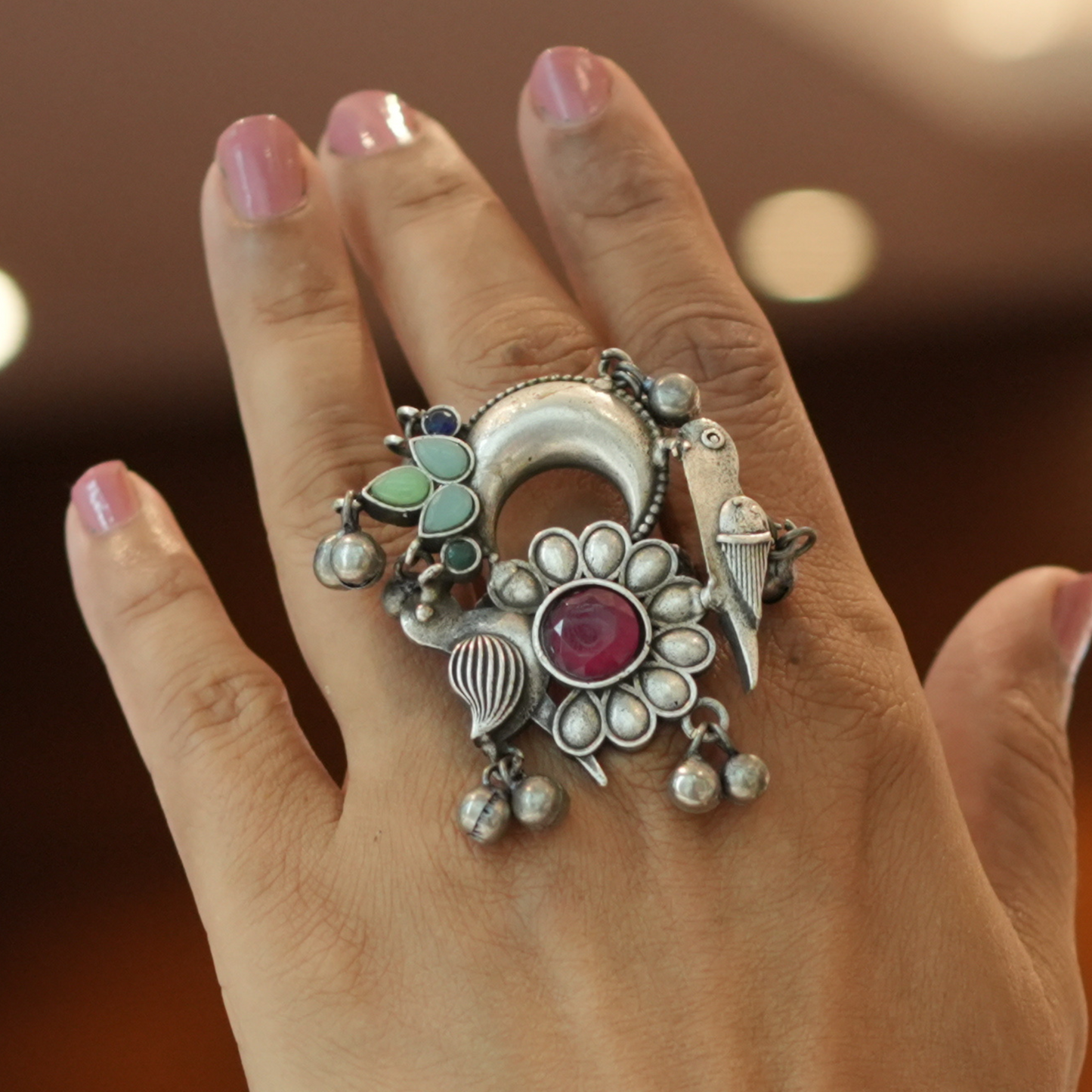 Birds and Blossoms Gem Ring