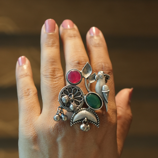 Birds and Blossoms Gem Ring