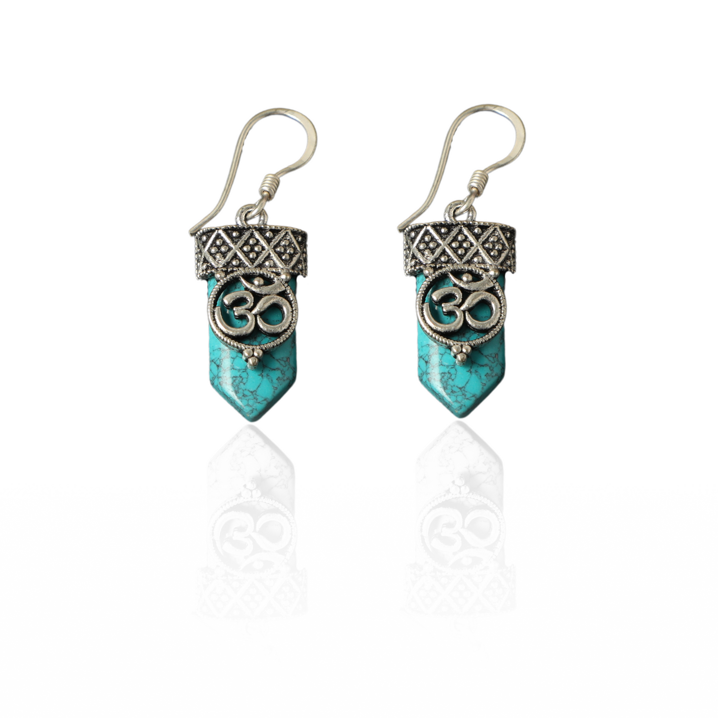 Turquoise Om Earrings