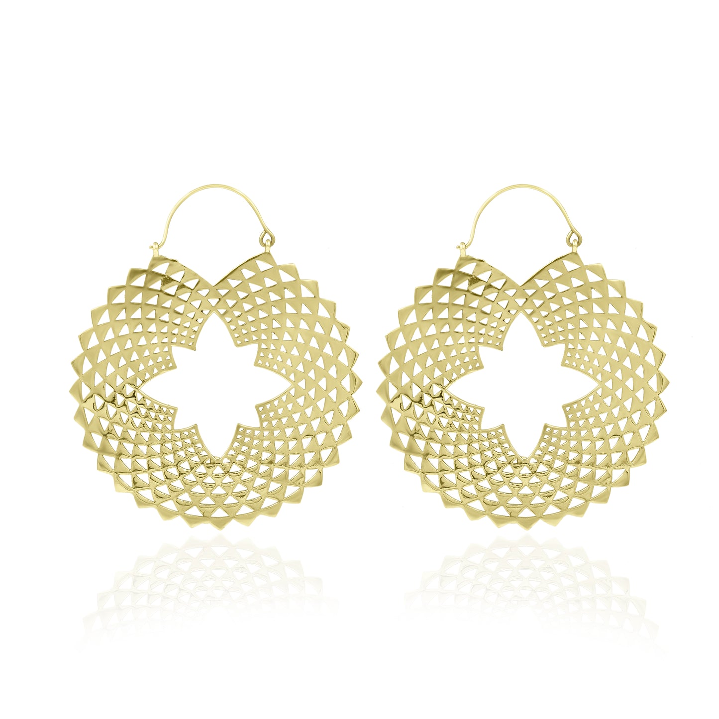 Golden Star-Center Openwork Earrings