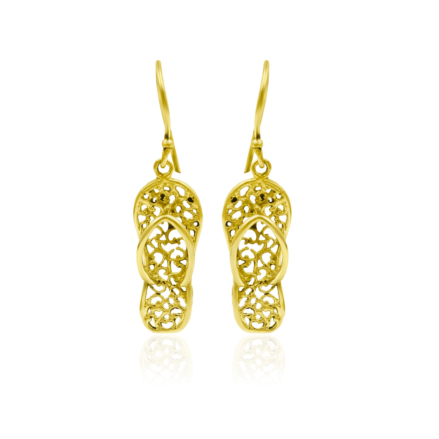 Intricate Golden Filigree slipper  Earrings