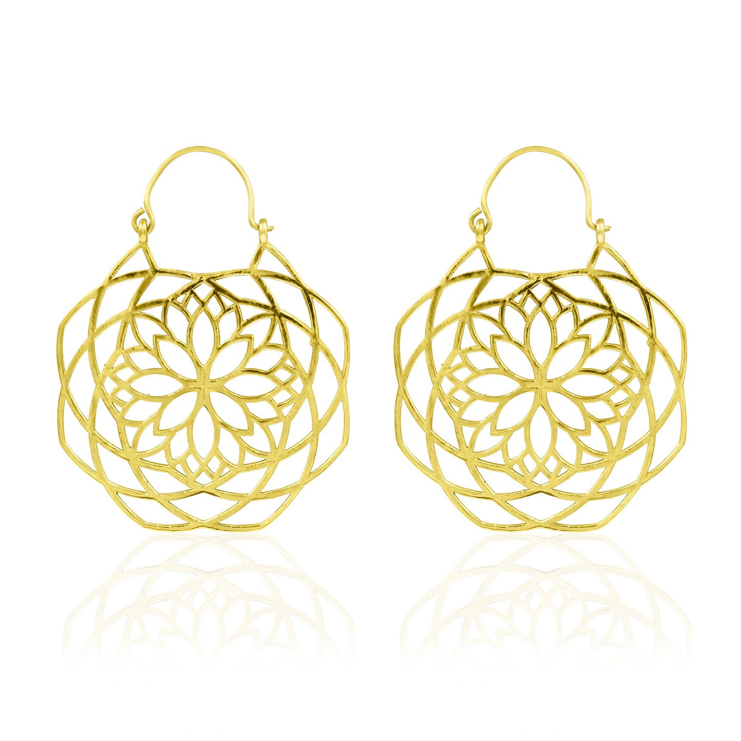 Golden Finish Mandala Flower Earrings