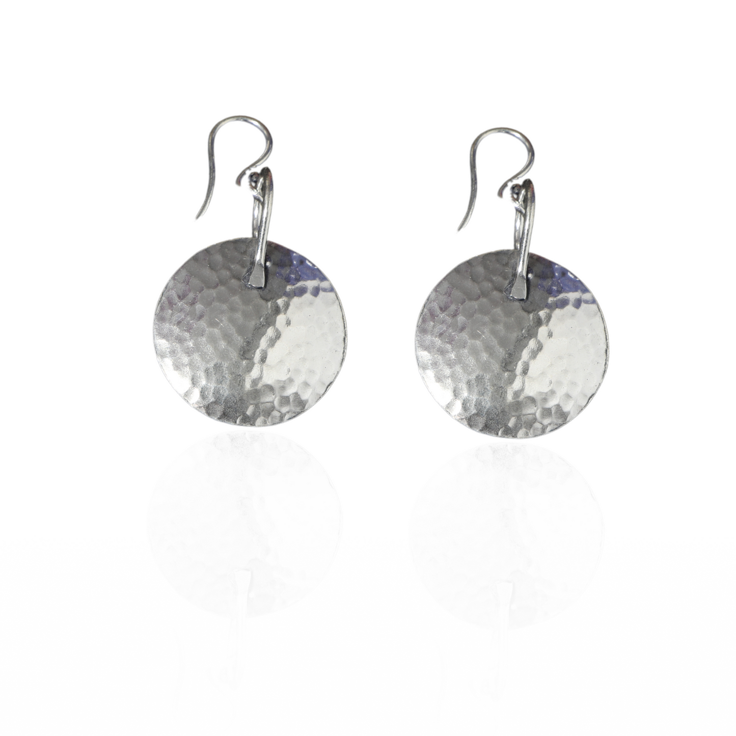 Silver Hammered Disc Earrings