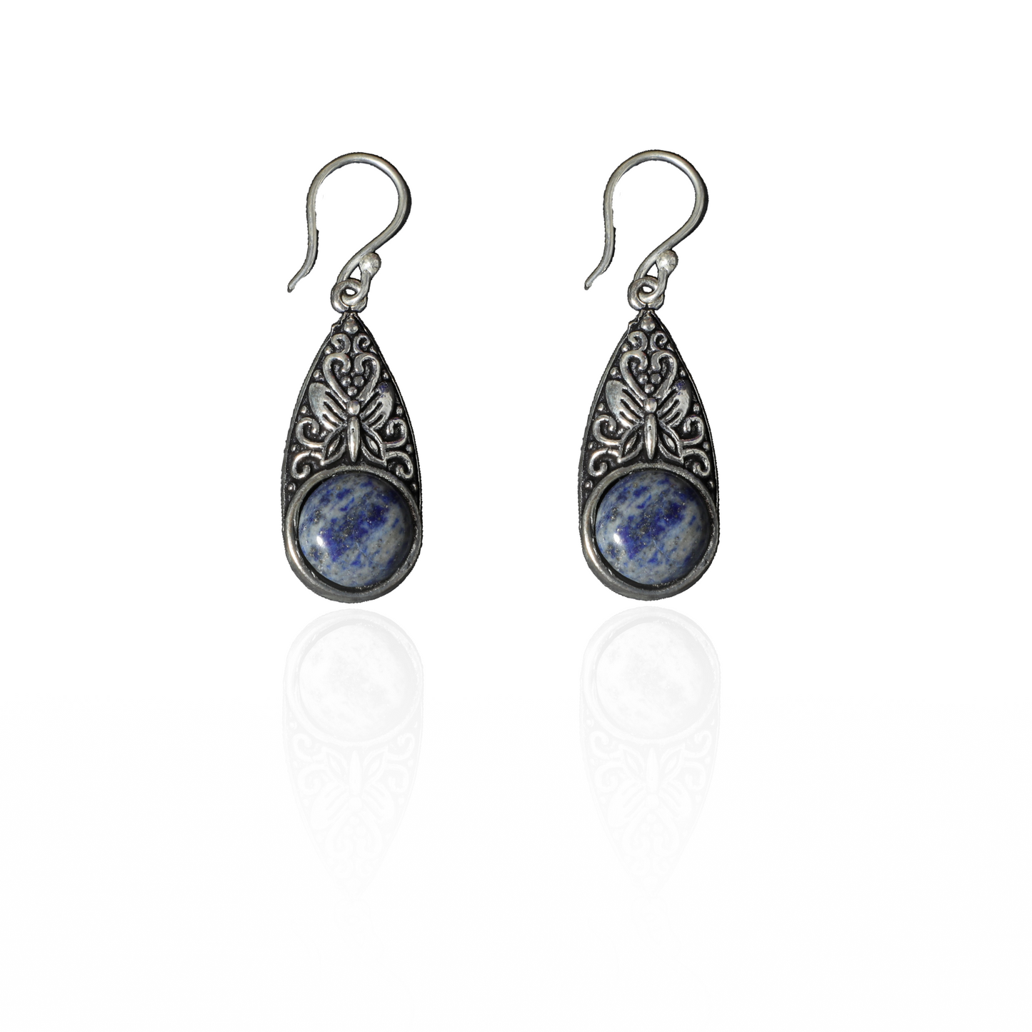 Teardrop Brown Gemstone Silver Earrings