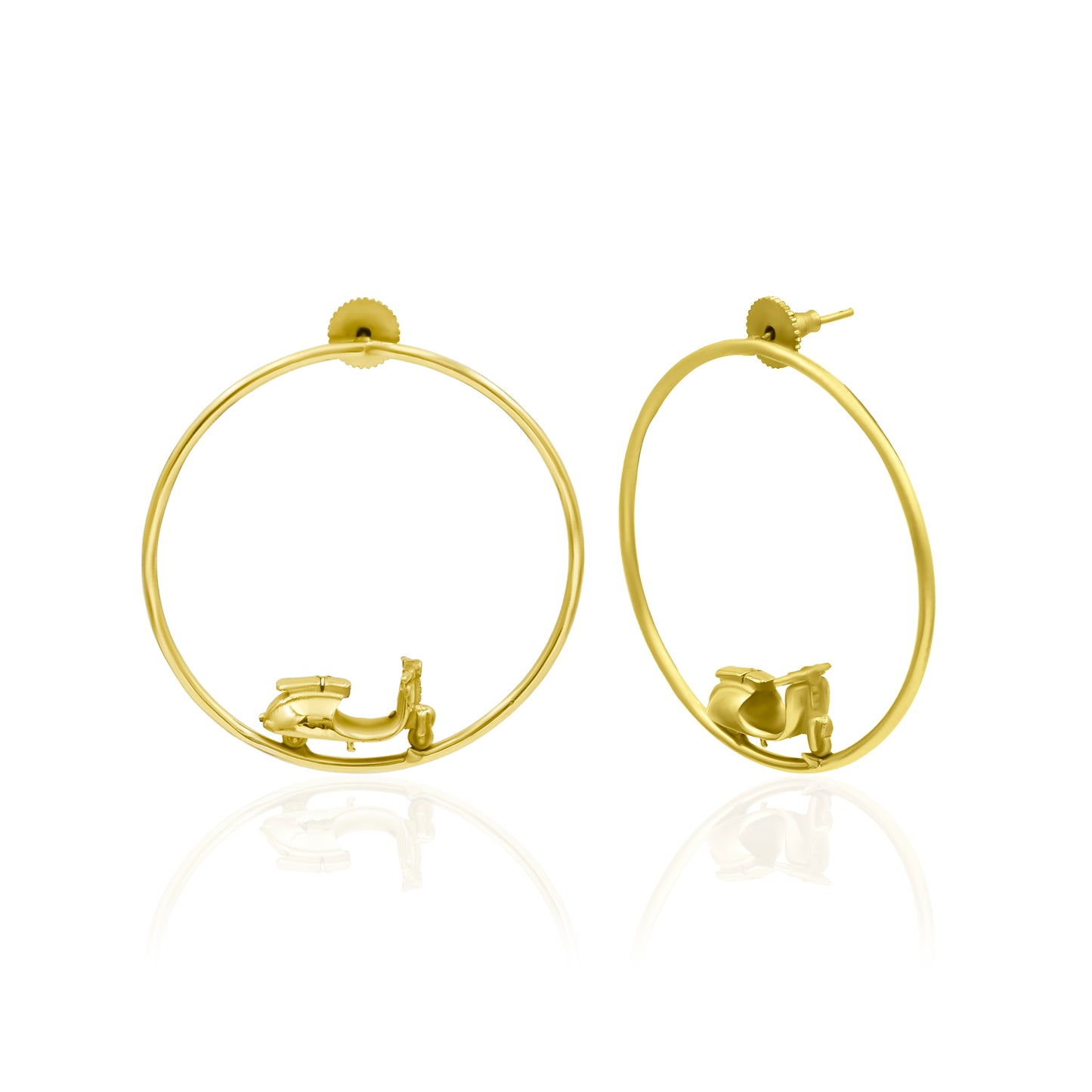 Unique Gold Plated Motorcycle Earrings