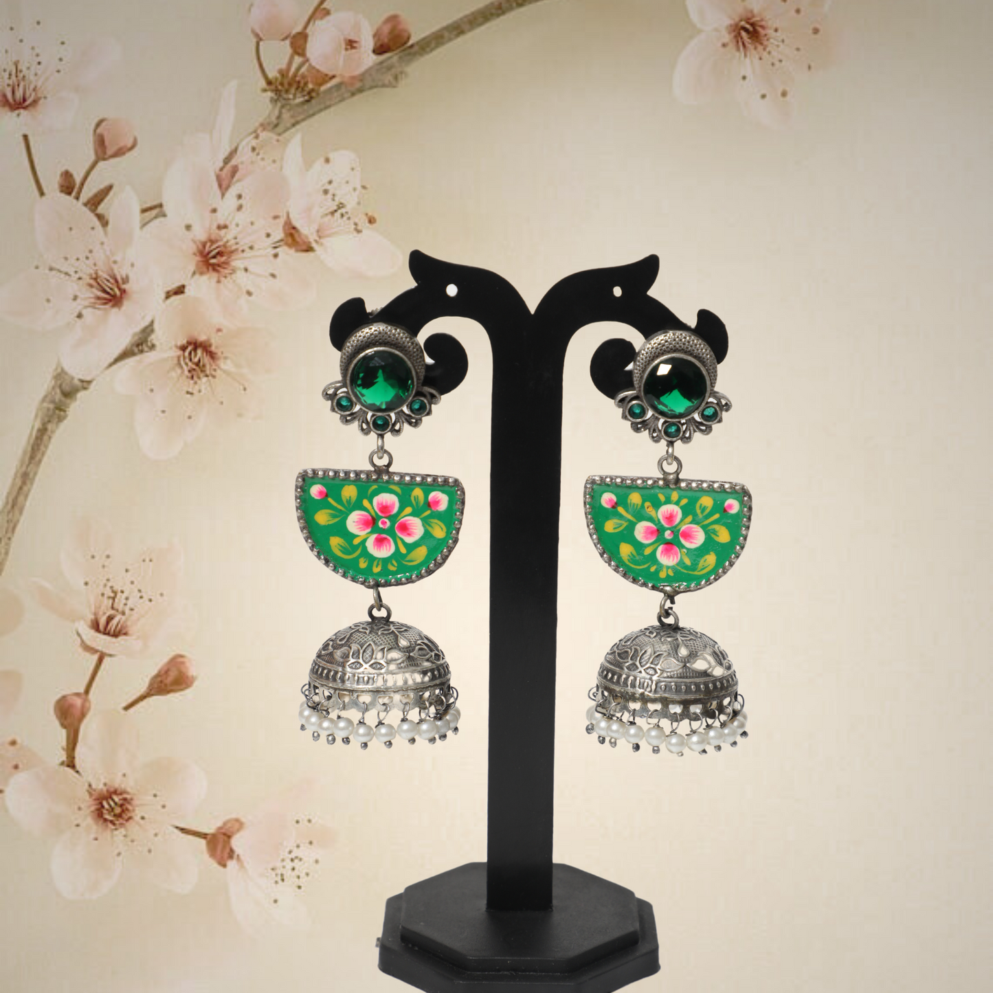 Verdant Bloom Jhumka