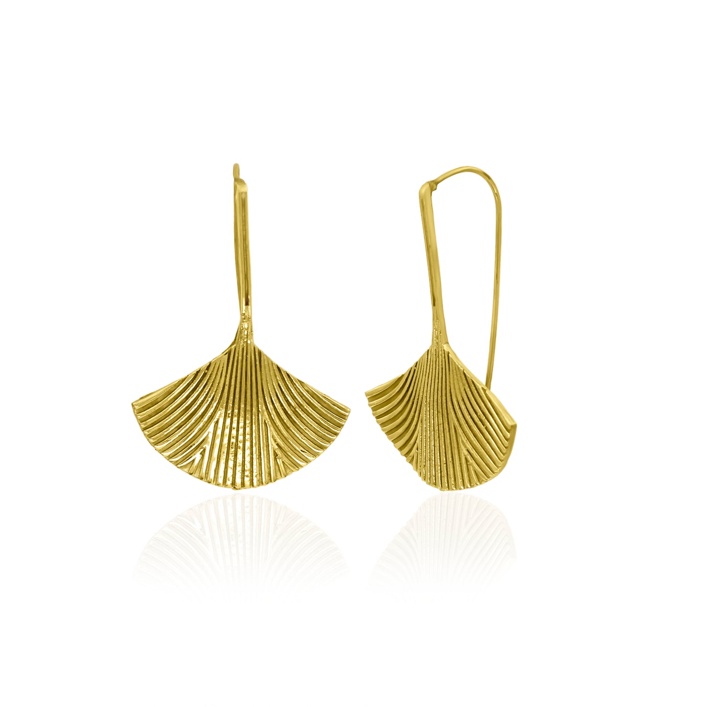 Gold Fan-Shaped Textured Earrings