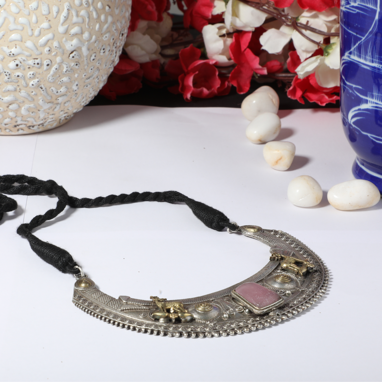 Pink Gem Tribal Necklace