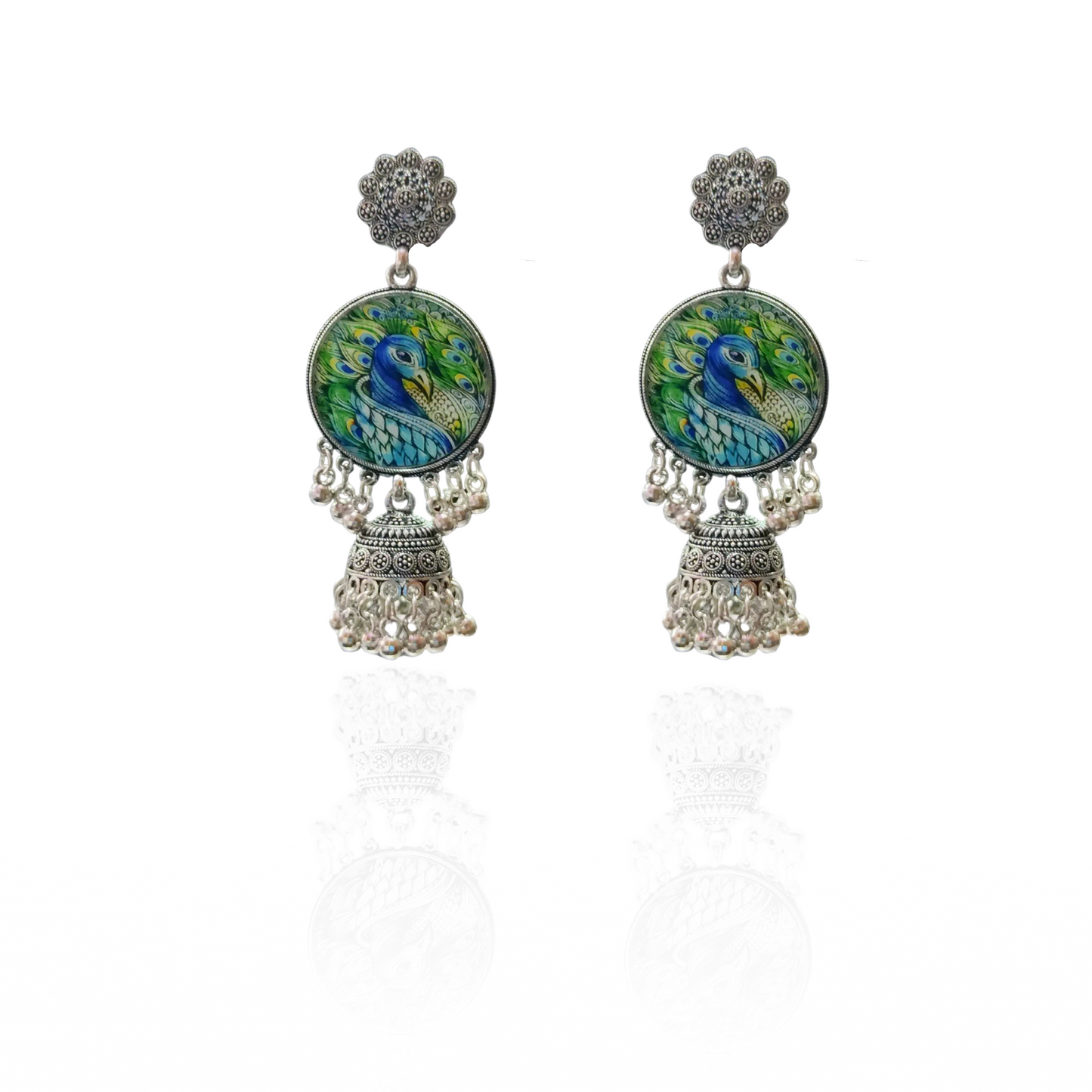 Majestic Peacock Jhumka Earrings