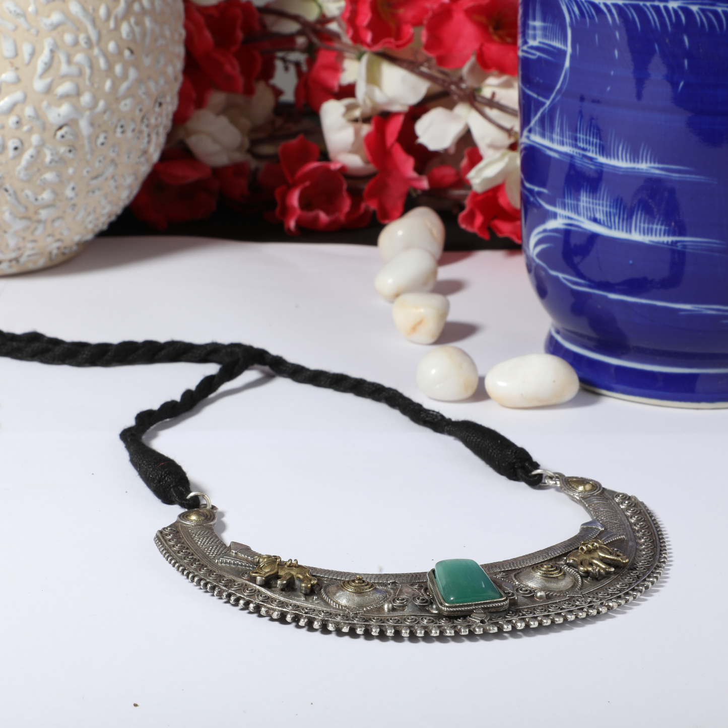 Tribal Green Gem Necklace