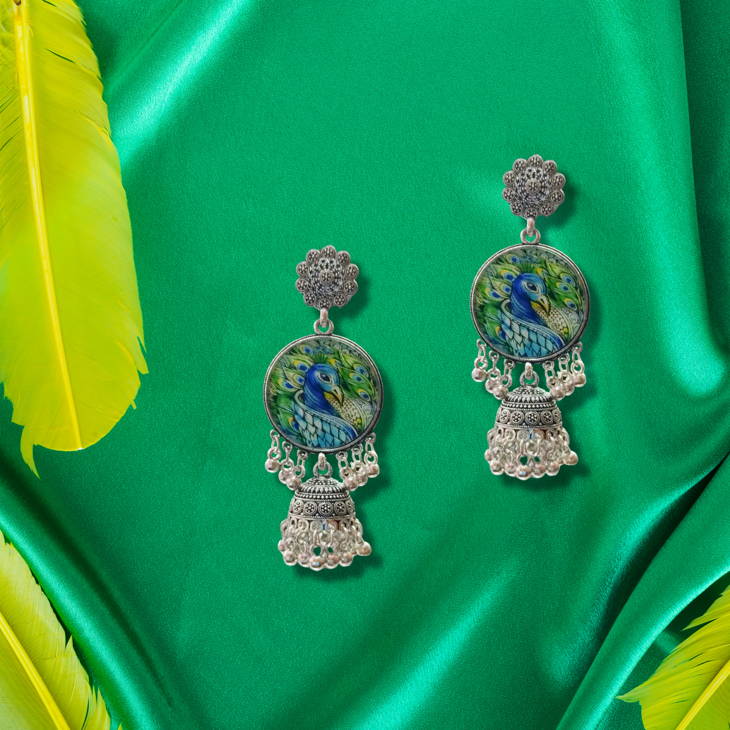 Majestic Peacock Jhumka Earrings