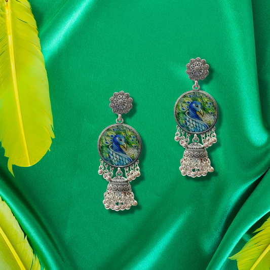 Majestic Peacock Jhumka Earrings