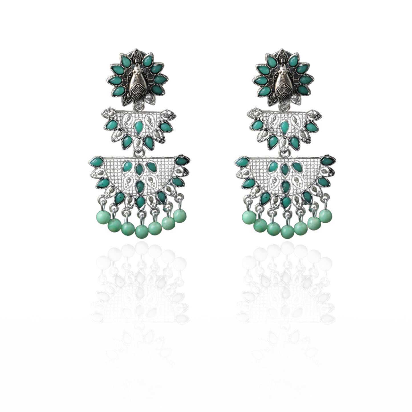 Peacock Splendor Chandelier Earrings