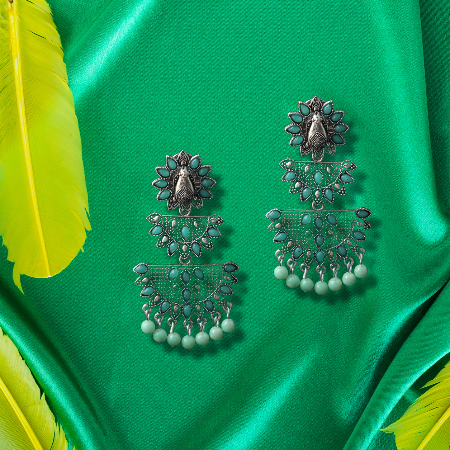 Peacock Splendor Chandelier Earrings