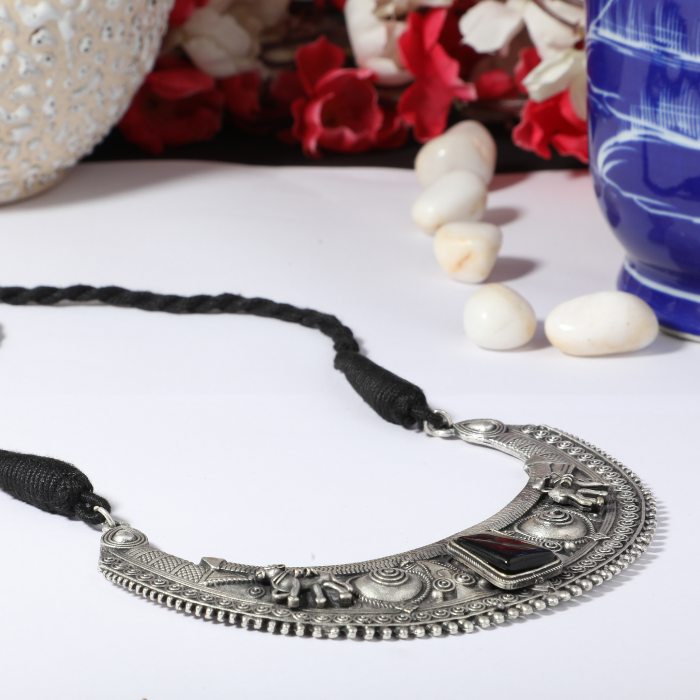 Tribal Black Gem Necklace