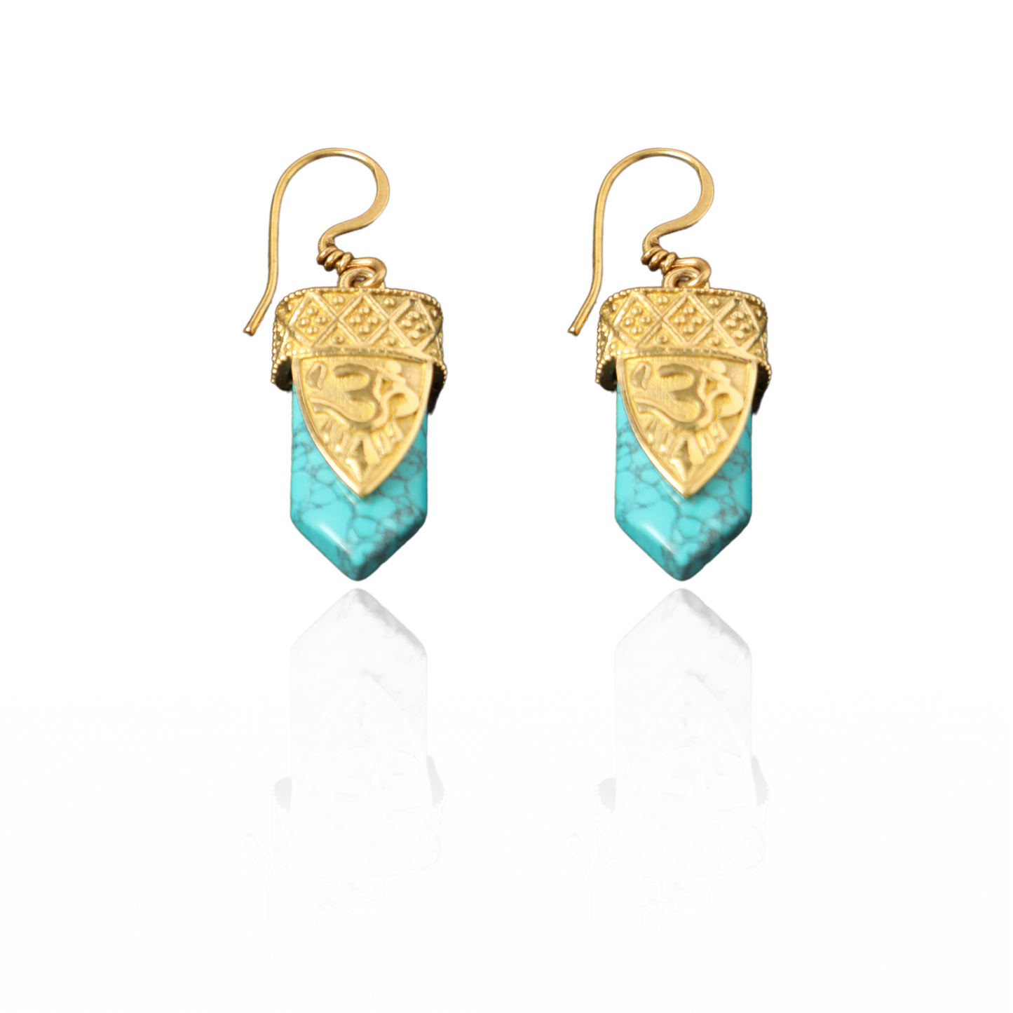 OM Turquoise Gold Earrings