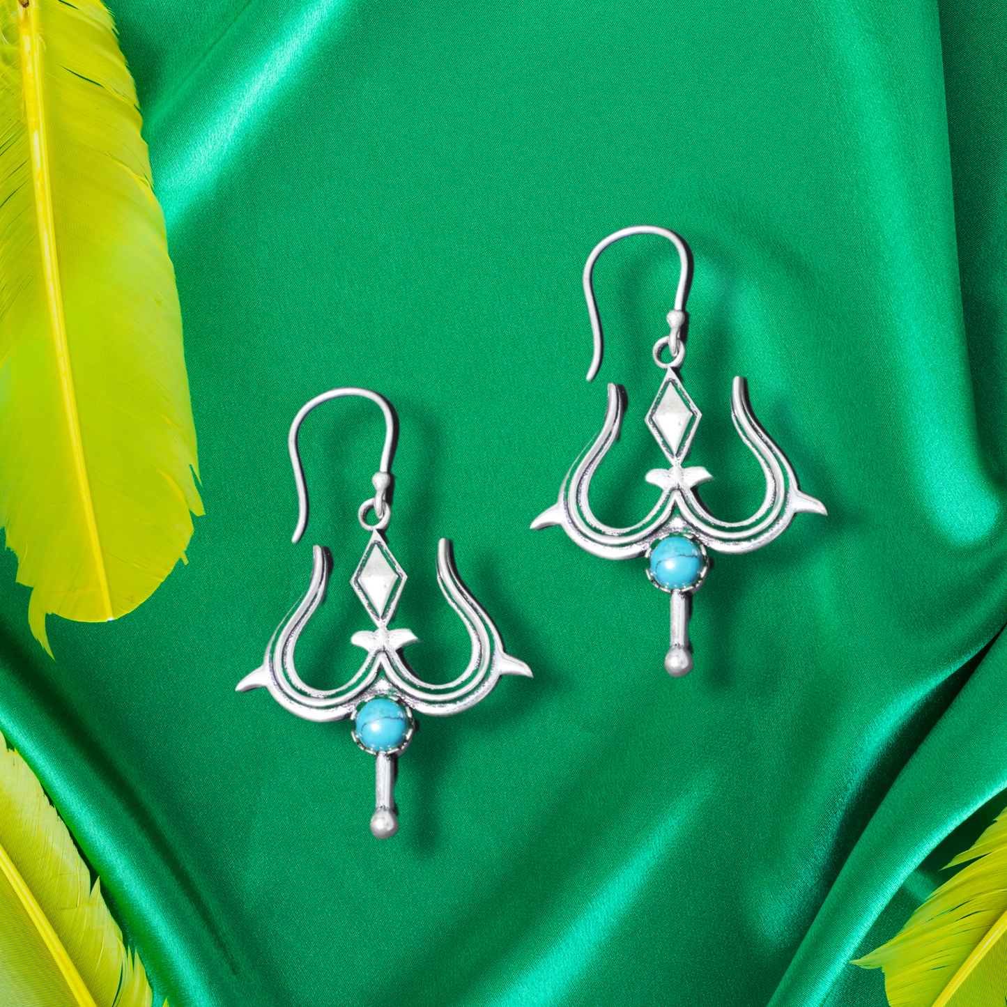 Trishul Silver Earrings