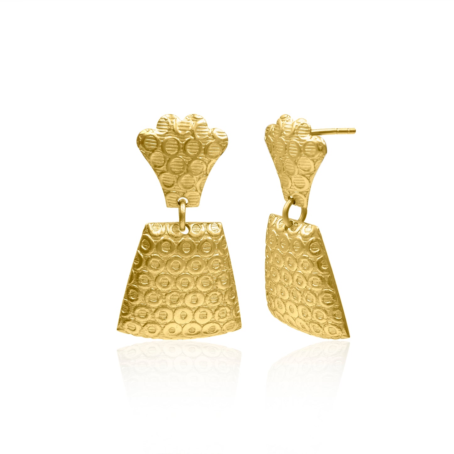 Textured Golden Bell-Shaped Earrings