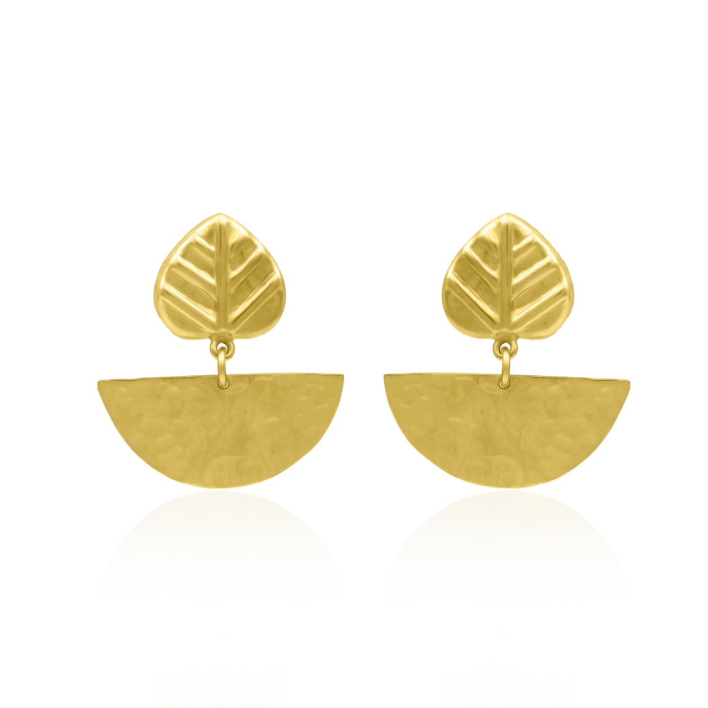 Gold Leaf and Half-Moon Earrings