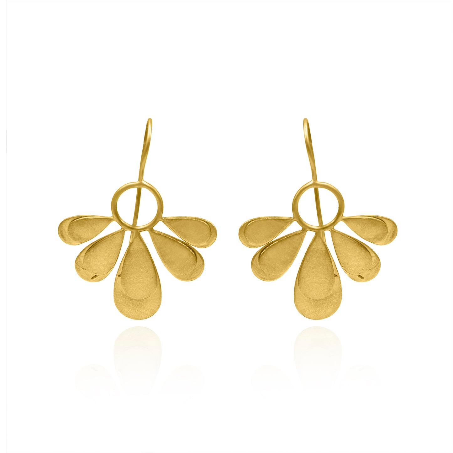 Golden Petal Cluster Drop Earrings