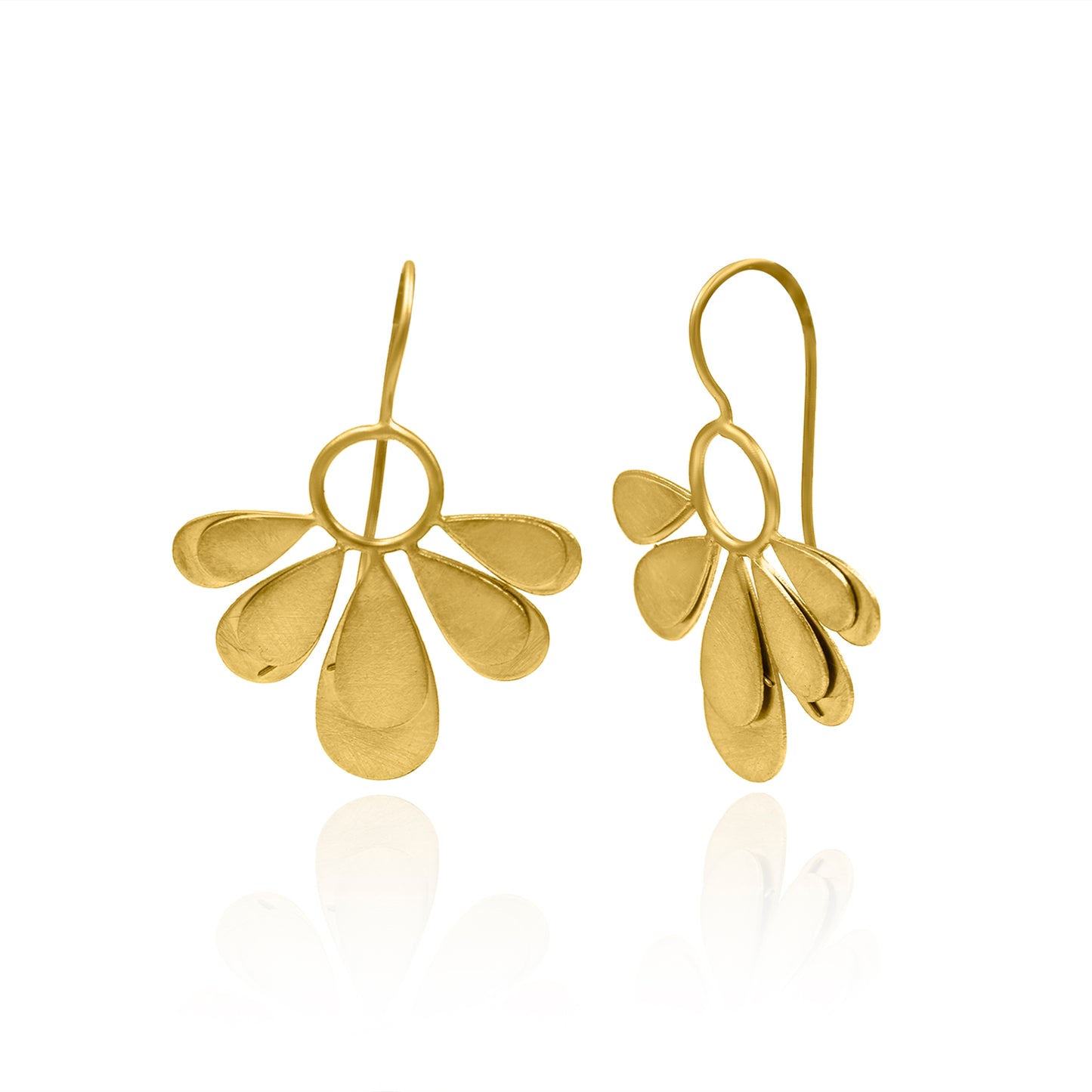 Golden Petal Cluster Drop Earrings