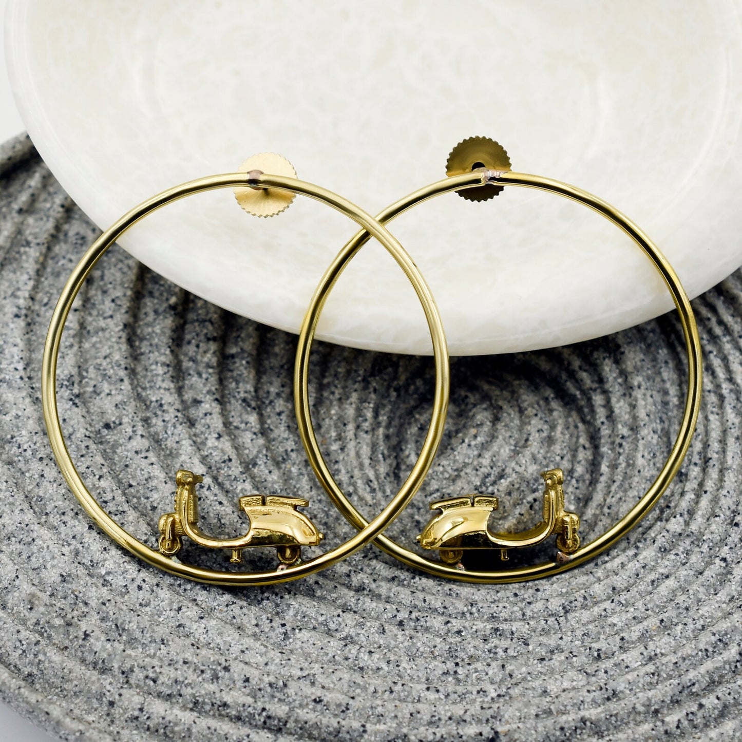 Unique Gold Plated Motorcycle Earrings