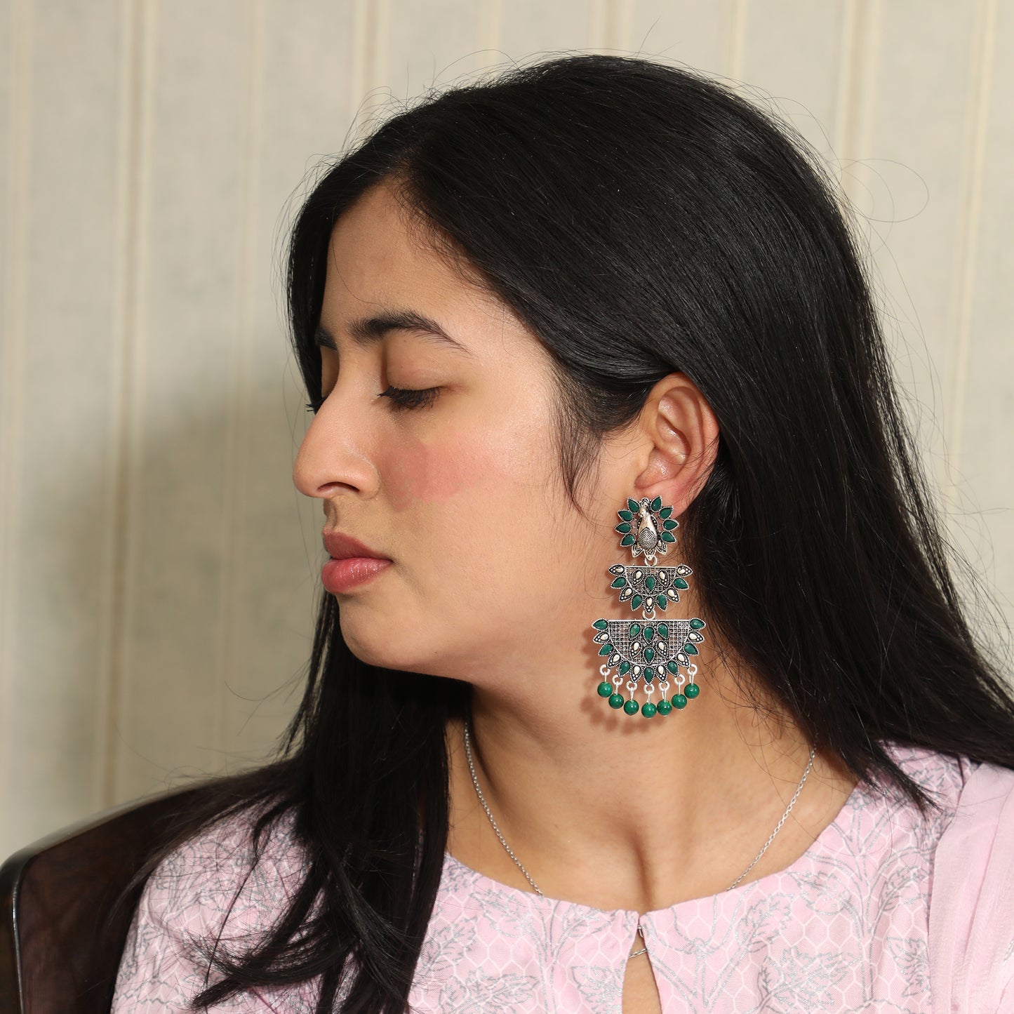 Peacock Splendor Chandelier Earrings