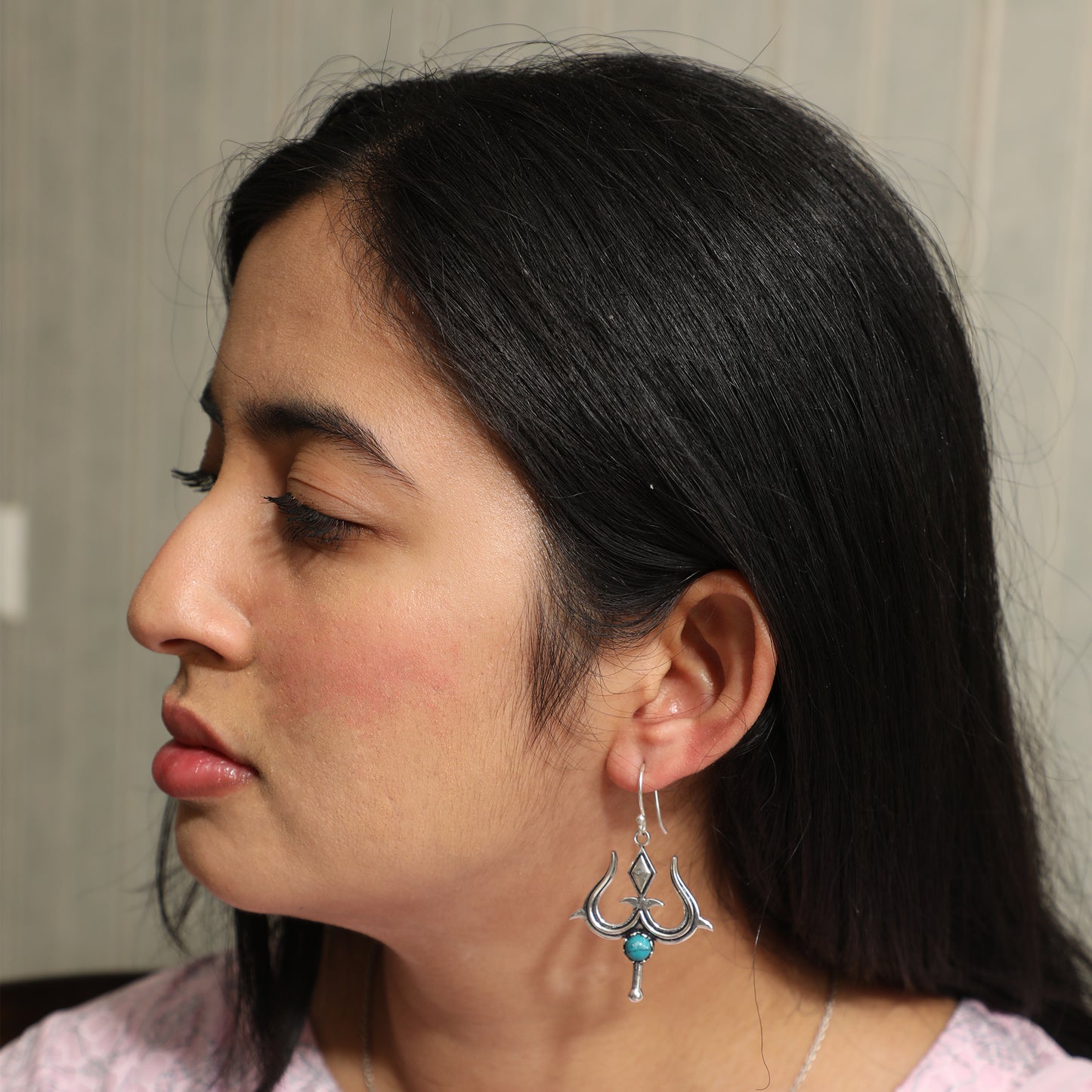 Trishul Silver Earrings