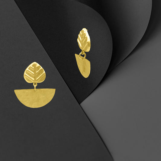 Gold Leaf and Half-Moon Earrings