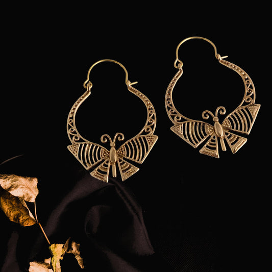 Golden Butterfly Hoops