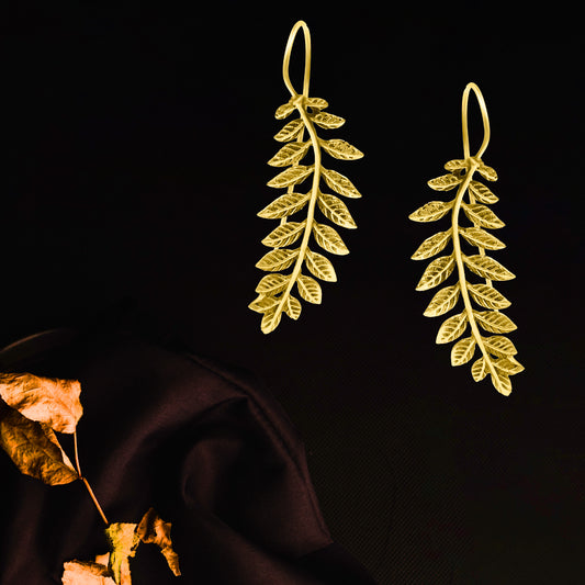 Golden Leaf Branch Earrings