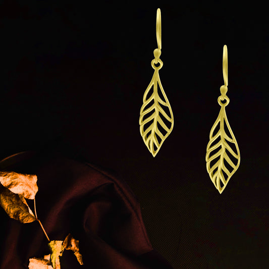 Delicate Gold Leaf Drop Earrings